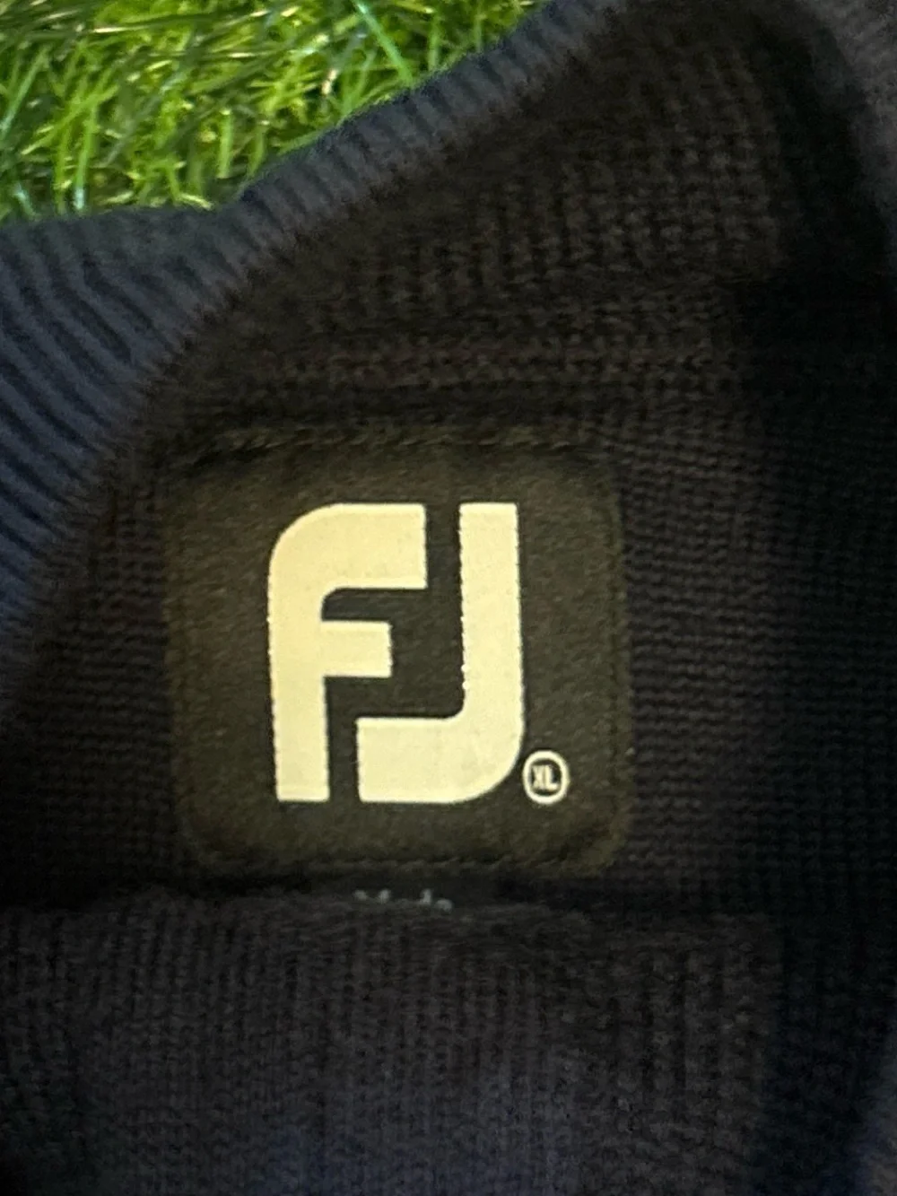 FootJoy Wool Navy Argyle Half-Zip Sweater - Blue & Cream XL